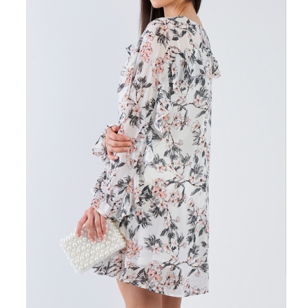 Floral Ruffle Dresses in stock: Sizes (S,M,L) - Picture 3 of 4